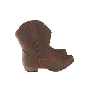 Jeossy Milan Womens Cowgirl Ankle Boots Brown Floral Side Zipper Size 10